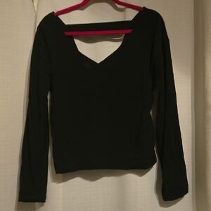 Tildon Black V-Neck Long Sleeve Top